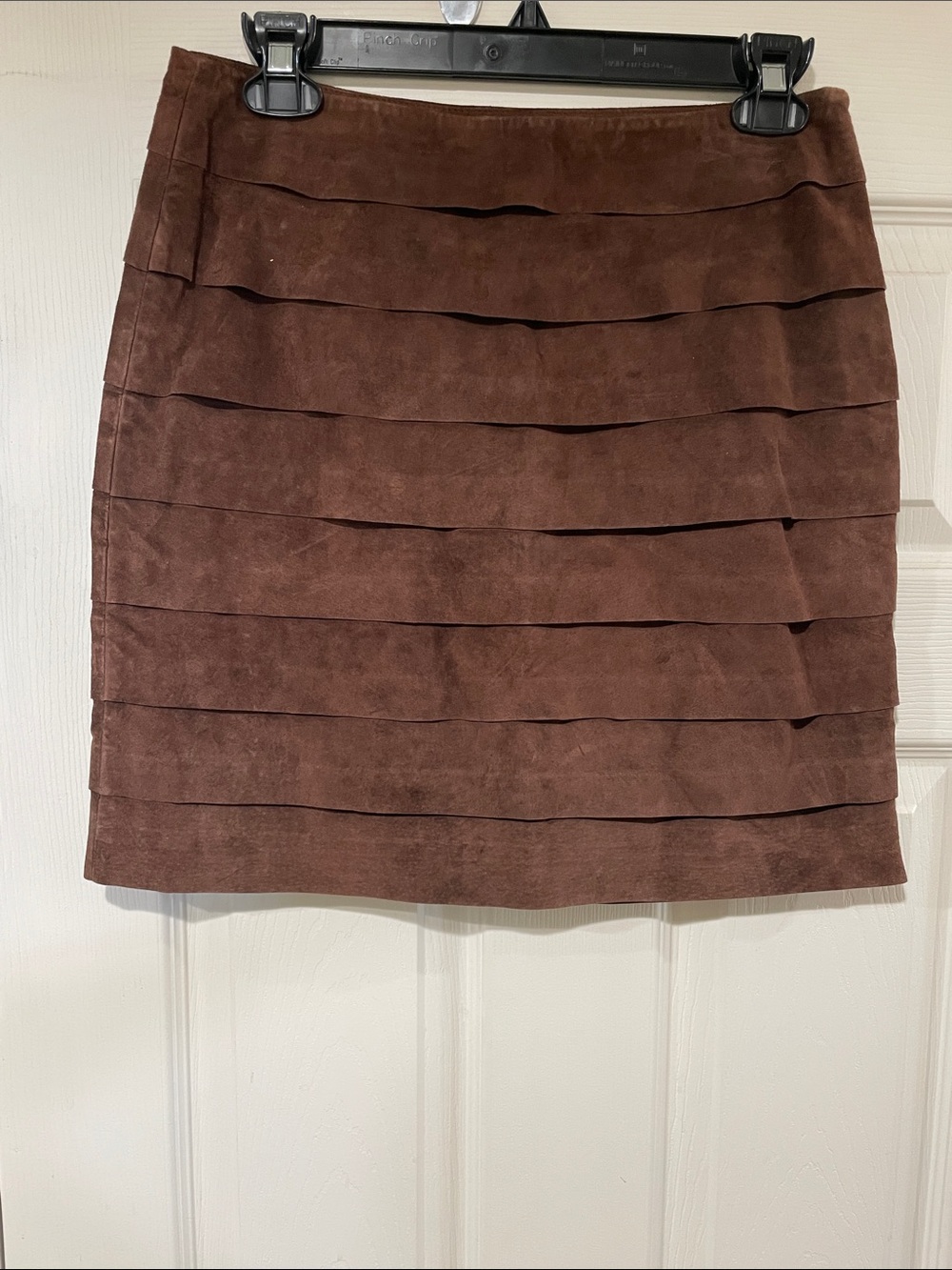 Tiered Brown Suede Mini Skirt